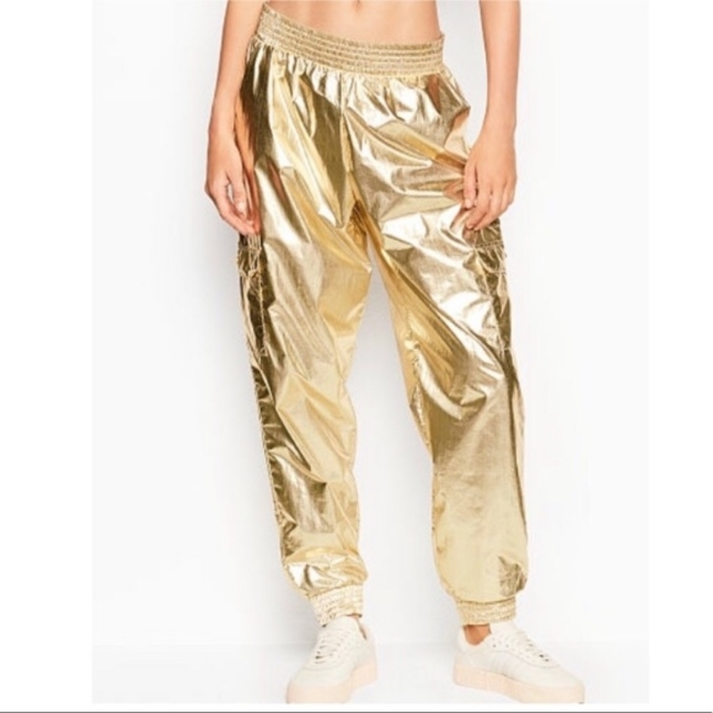 Victoria Secret Sport Gold Lame Jogger Pants Small NWOT 90s 80s costume …